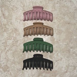 Black, Khaki, Pink, And Green Tocess Large Hair Claw Clips